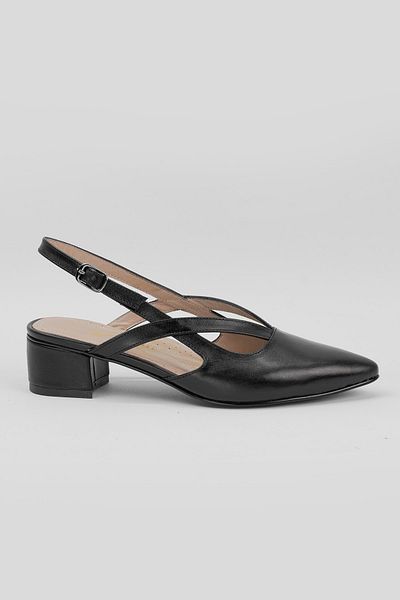 TUNAELLİ Pantofi cu toc din piele naturală neagră de damă, mărimea 35-41