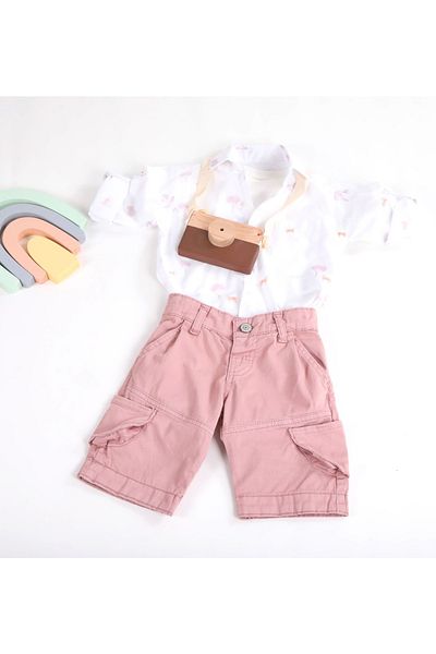 miabambim Canvas Pocket Shorts Dried Rose Color