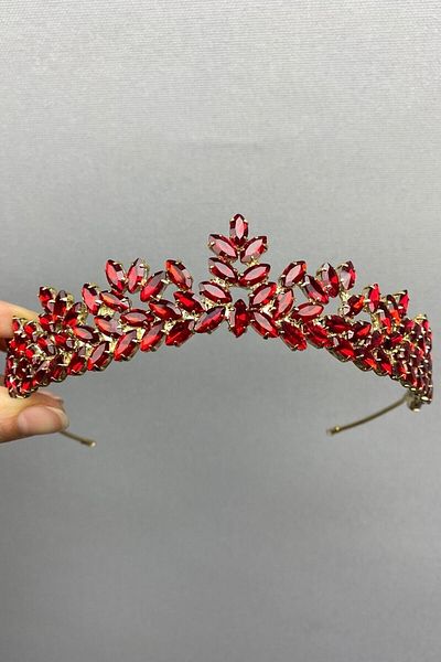 Hobigram Accesoriu pentru păr de mireasă Gold Dream Model Bridal Henna Crown și Cercei – Coroană, Crystal Stone, Model Chic – Coroană