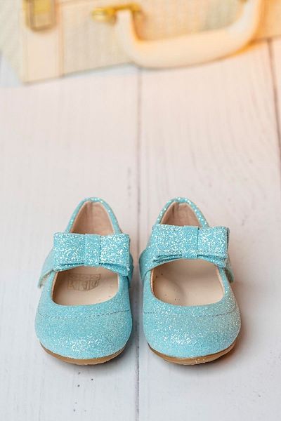 VUUDY Girl's Flats Turquoise Glitter