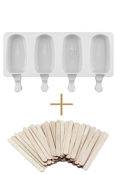 QNİAY Silicone Ice Cream Magnum Mold and 50 Ice Cream Sticks Practical Ice Cream Silicone Mold