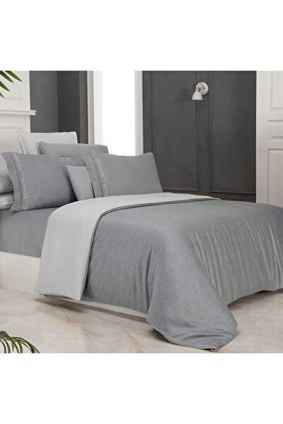 Sarev Morgan Gri Çift Kişilik %100 Pamuk Nevresim Takımı