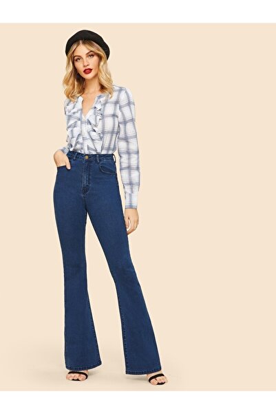 SANTA BELLA Koyu Maviispanyol Paça Siyah Jean Kadın Süper Yüksek Bel Toparlayıcı