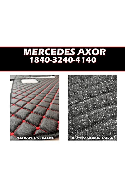 AHMET OTOMOTİV Mercedes Axor Siyah (18-40)-(32-40)-(41-40) Uyumlu Deri Halı P...