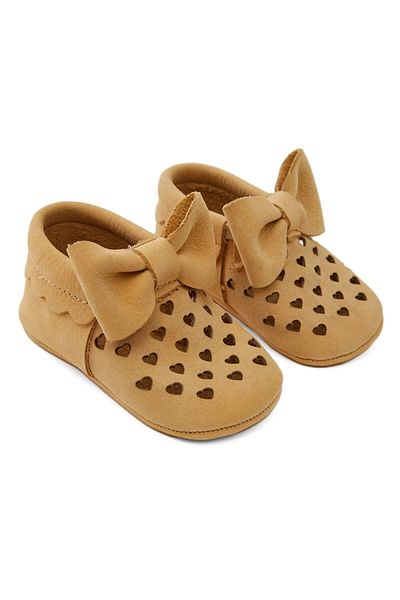 Deriza Genuine Leather Elastic Baby Heart Moccasin Mink
