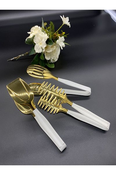 BRONDOFF B White Gold 3 Piece Tongs Set