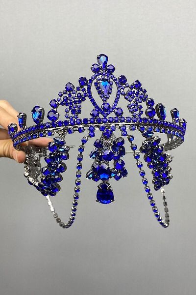 Hobigram إكسسوار شعر العروس Saks Blue Hurrem Bridal Henna Crown - إكسسوار العروس، تصميم أنيق، إكسسوار نسائي