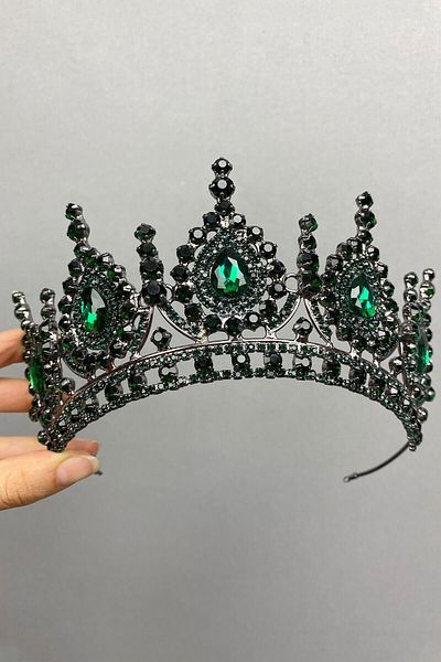 Hobigram إكسسوار شعر العروس أنثراسايت سموكد Ahu Model Bridal Henna Crown – إكسسوار العروس، تصميم أنيق – العروس