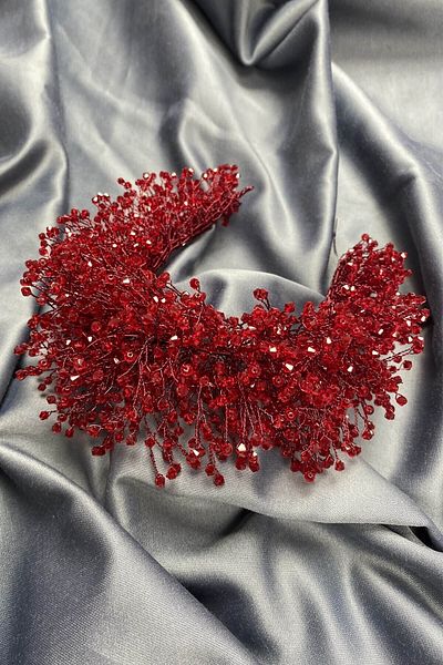Hobigram إكسسوار شعر باللون الأحمر الداكن Atair Henna وتيجان الزفاف – إكسسوار الزفاف، تصميم أنيق، إكسسوار نسائي – Geli
