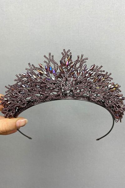 Hobigram إكسسوار شعر العروس زهرا موديل Lila Bridal Crown – إكسسوار العروس، تصميم أنيق، إكسسوار نسائي – G