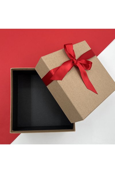 carton box Karton Kutu Kırmızı Kurdelalı Kraft Sert Mukavva Hediye Kutusu 21 X 21 X 9,4 Cm