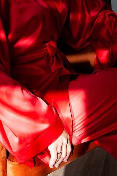Mita Concept Red Dressing Gown & Trousers Set