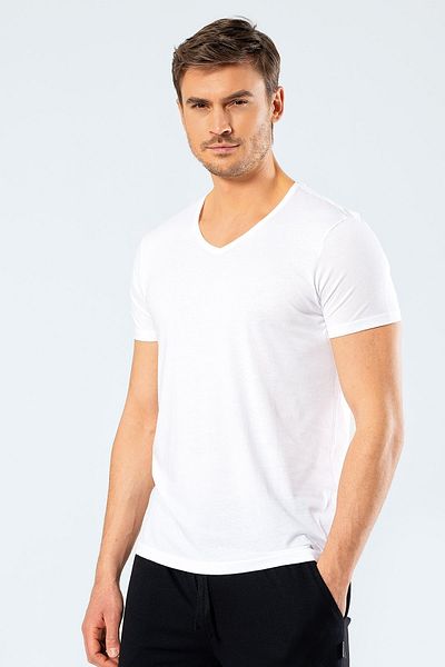 Cacharel Ανδρικό T-shirt V-Neck Slim Fit - Βασικό μοντέλο με κοντό μανίκι