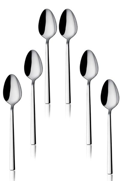 QNİAY Luxury Dessert Spoon 18/10 Steel 6 PiecesCafe Home Restaurant Restaurant Hotel
