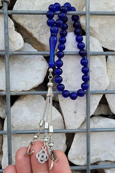 OTTOTESBİH Cadou pentru bărbați Glob Cut Midnight Blue Powder Amber Tasbih