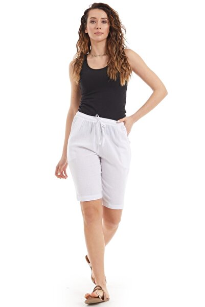 Newbutix Sile Cloth Women's White Pocket Shorts