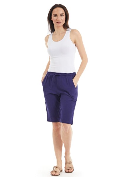 Newbutix Shile Cloth Women's Purple Pocket Shorts