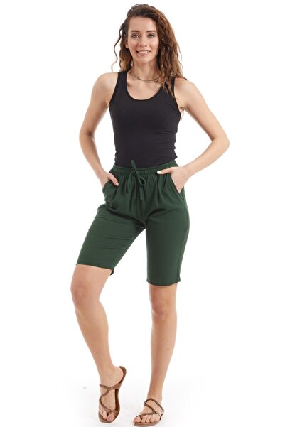 Newbutix Şile Cloth Women's Green Pocket Shorts