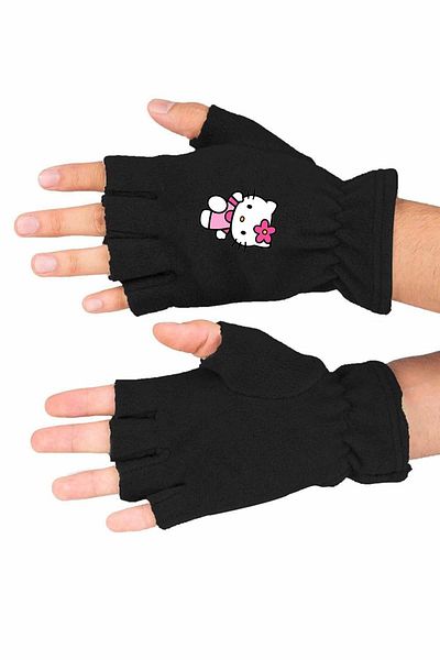 Rowalsi Hello Kity Printed Winter Cutout Fleece Gloves Bll2782