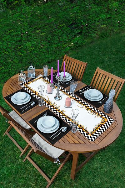 Realhomes Checkerboard Border Design Zebra Patterned 1 Runner & 4 Colorful American Service