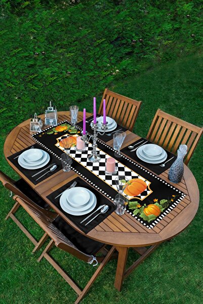 Realhomes Pumpkin Patterned Digital Printed Special Design 1 Runner & 4 Color...
