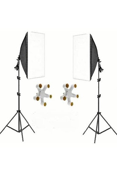 REFLEKS 2 Li Softbox 50x70cm Paraflaş 5 Duylu Sürekli Işık 2m Ayak
