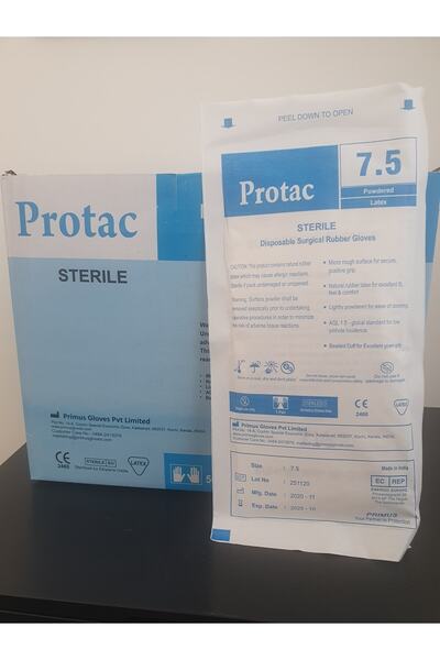 Primus قفازات بروتاك المعقمة مسحوقة رقم: 7.5