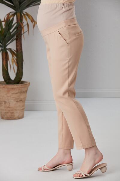 Görsin Hamile Gör&sin Maternity Cream Fabric Trousers
