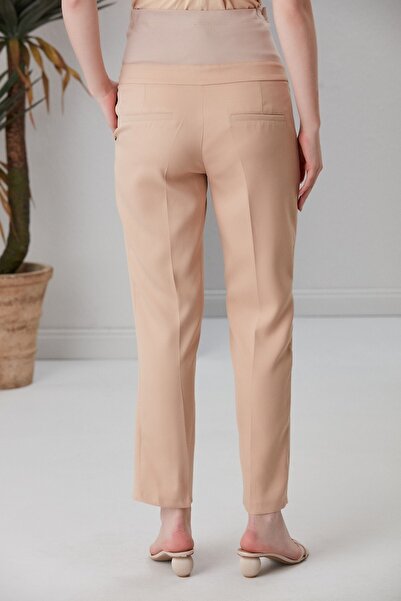Görsin Hamile Gör&sin Maternity Cream Fabric Trousers