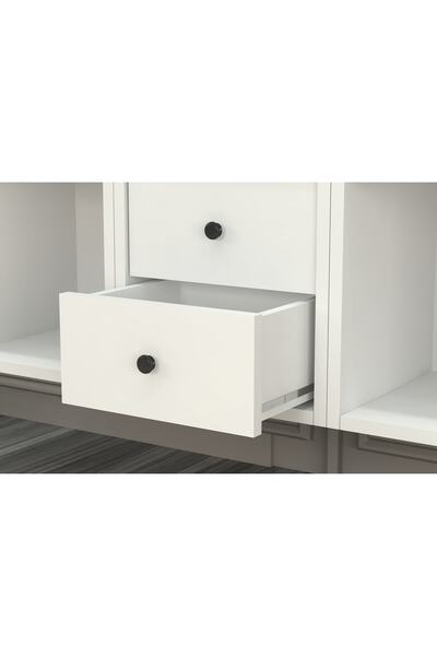 Nettrends 6 Kapakli Çekmeceli Kitaplik 200cm Beyaz Ktp-1355-ç