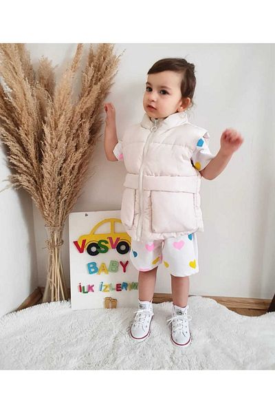 VOSVOSBABYSTORE Унисекс кремообразен пухен елек