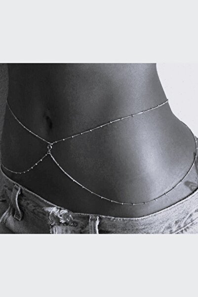 Classy Kadın Ikili Top Zincir Bel Aksesuarı Waist Accessory Gümüş, Bel Aksesuarı Bel Takısı Bel Kolyesi