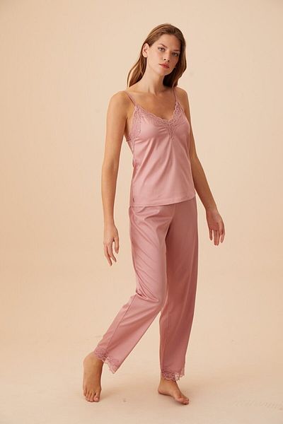 SUWEN Pink Pansy Lace Supant