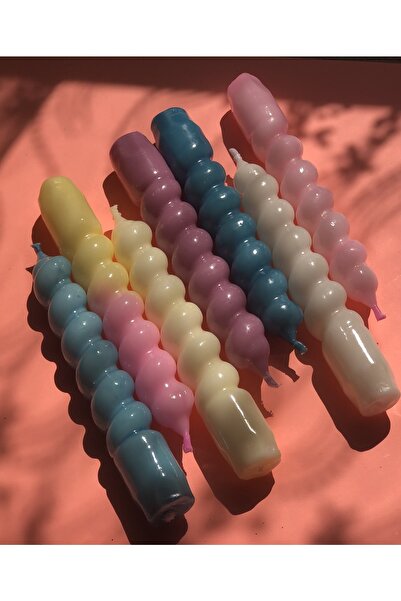 Elif Design 7 Li Burgu Mum Seti Kokulu Cilalı Mum Spiral Mum Şamdan Mumu Burg...