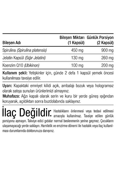 Canfeza Sezgin KOENZİM Q10 - SPİRULİNA 60 Kapsül