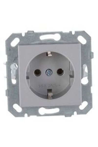 Netelsan Matte Silver Grounded Socket Mechanism