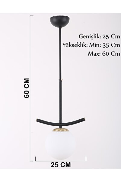 MŞ Aydınlatma Okka Siyah Eskitme Beyaz Camlı Avize