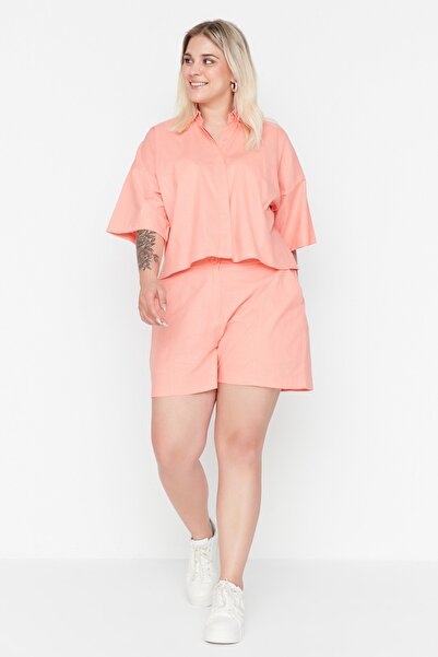Trendyol Curve Plus Size Shorts & Bermuda - Pink - Normal Waist