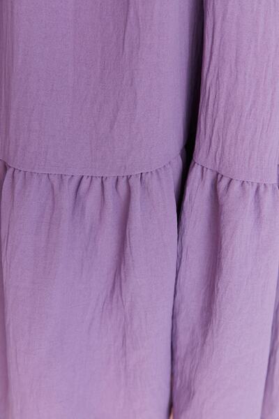 Trendyol Curve Μωβ υφαντό φόρεμα με ζώνη TBBSS22EL1673