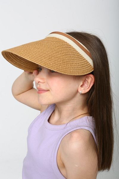MARBERRY Camel Straw Visor Girls' Hat