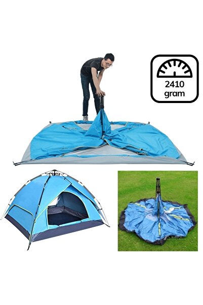 EN SİGA Gölgelikli 4 Kişilik Aile Çadır Kolay Kurulumlu Otomatik Çift Kapılı Sineklikli Kamp Plaj Çadırı