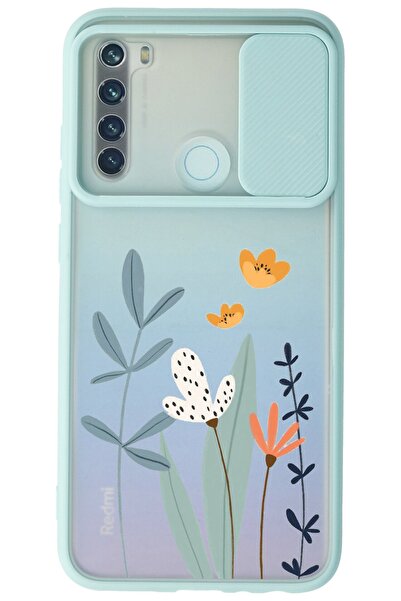 WANNA PROTECT Xiaomi Redmi Note 8 Su Yeşili Kamera Korumalı Sürgülü Çiçek Bas...