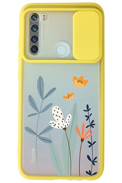 WANNA PROTECT Xiaomi Redmi Note 8 Sarı Kamera Korumalı Sürgülü Çiçek Baskılı ...