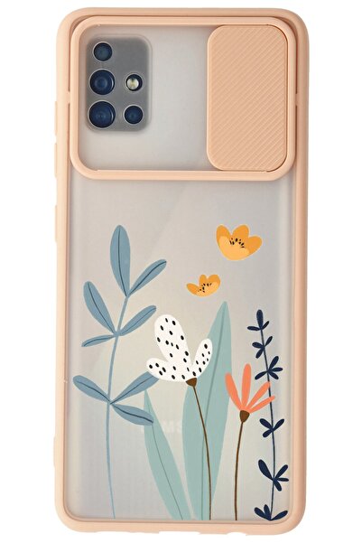WANNA PROTECT Samsung Galaxy A71 Pembe Kamera Korumalı Sürgülü Çiçek Baskılı ...