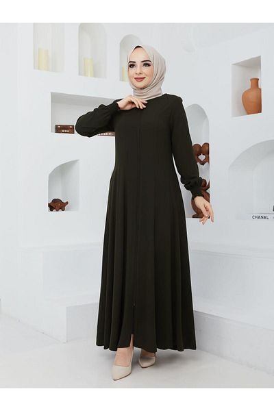 KMKkombin Summer Mevlana Model, Fitted at the Waist, Flared Fereca Topcoat with Elastic Sleeves