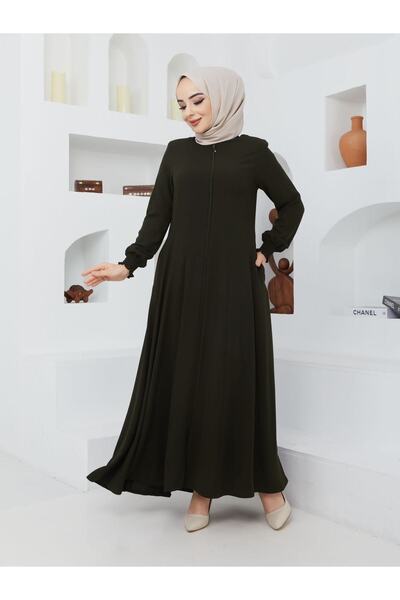 KMKkombin Summer Mevlana Model, Fitted at the Waist, Flared Fereca Topcoat with Elastic Sleeves