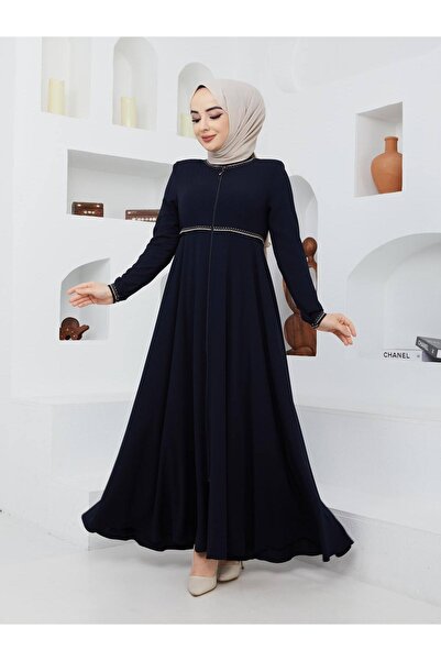 KMKkombin Yazlık Mevlana Model Kol Ve Beli Desenli Kloş Ferace Pardesü