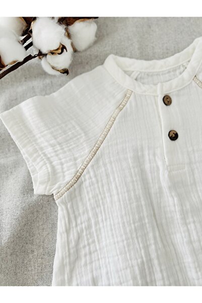 COLORED BABY Unisex Baby Short Sleeve Cotton Muslin Bodysuit