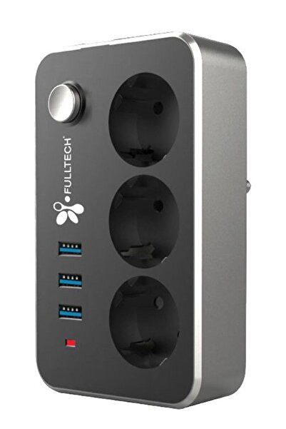 Asfal 2 Metre Usb Li Termal Akım Korumalı 3'lü Priz 3 X Usb Uzatma Kablosu