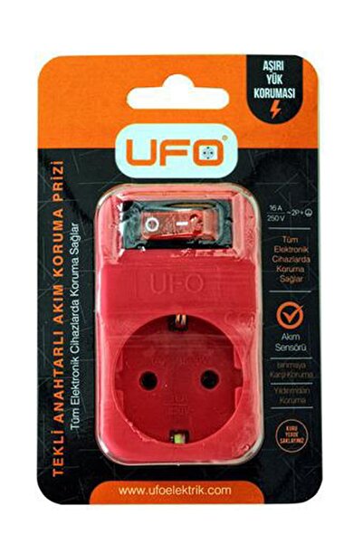 UFO Yigit Akım Korumalı Tekli Anahtar Priz Fuşya